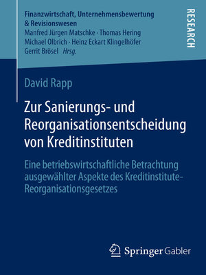 cover image of Zur Sanierungs- und Reorganisationsentscheidung von Kreditinstituten